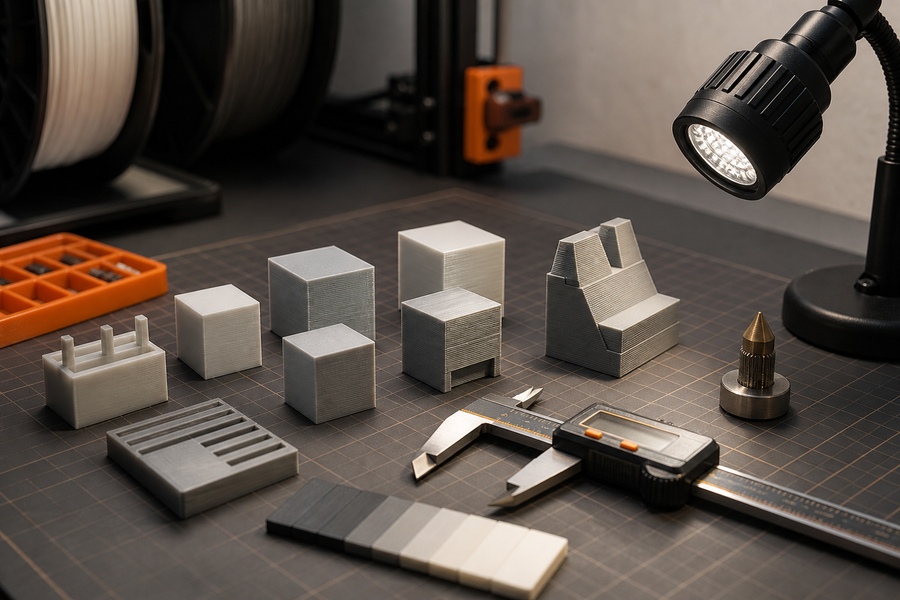 3D print quality inspection with layer samples and digital caliper