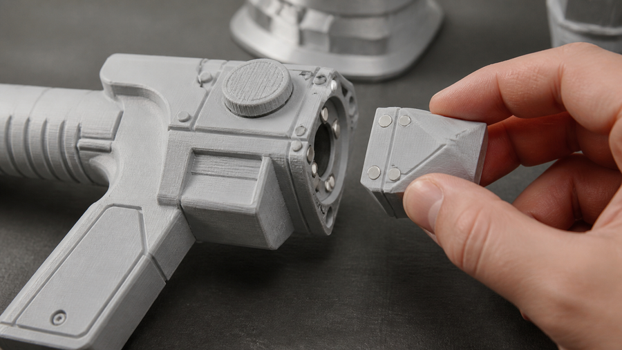 Generic 3D printed prop with a detachable magnetic module being lifted straight away