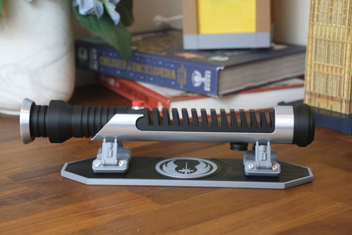 Master Jedi's Iconic Weapon: Qui Gon Jinn's Lightsaber Hilt with Stand - 3D Printed Replica