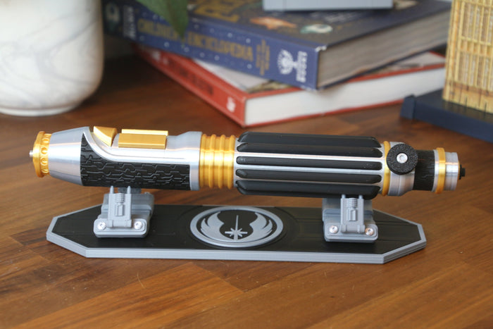 Master Jedi's Iconic Weapon: Mace Windu's Lightsaber Hilt with Stand - 3D Printed Replica