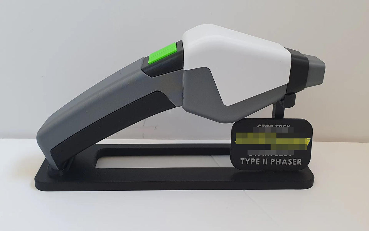 Lower Decks Phaser with Stand and Holster - 3D Printed - Fully Colored and Assembled