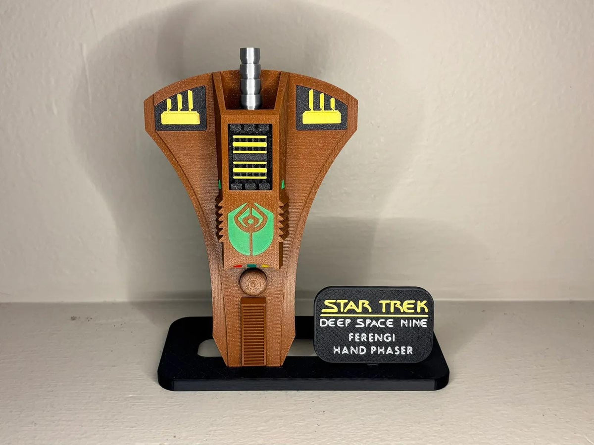 Ferengi Hand Phaser with Stand - 3D Printed - Fully Colored and Assembled