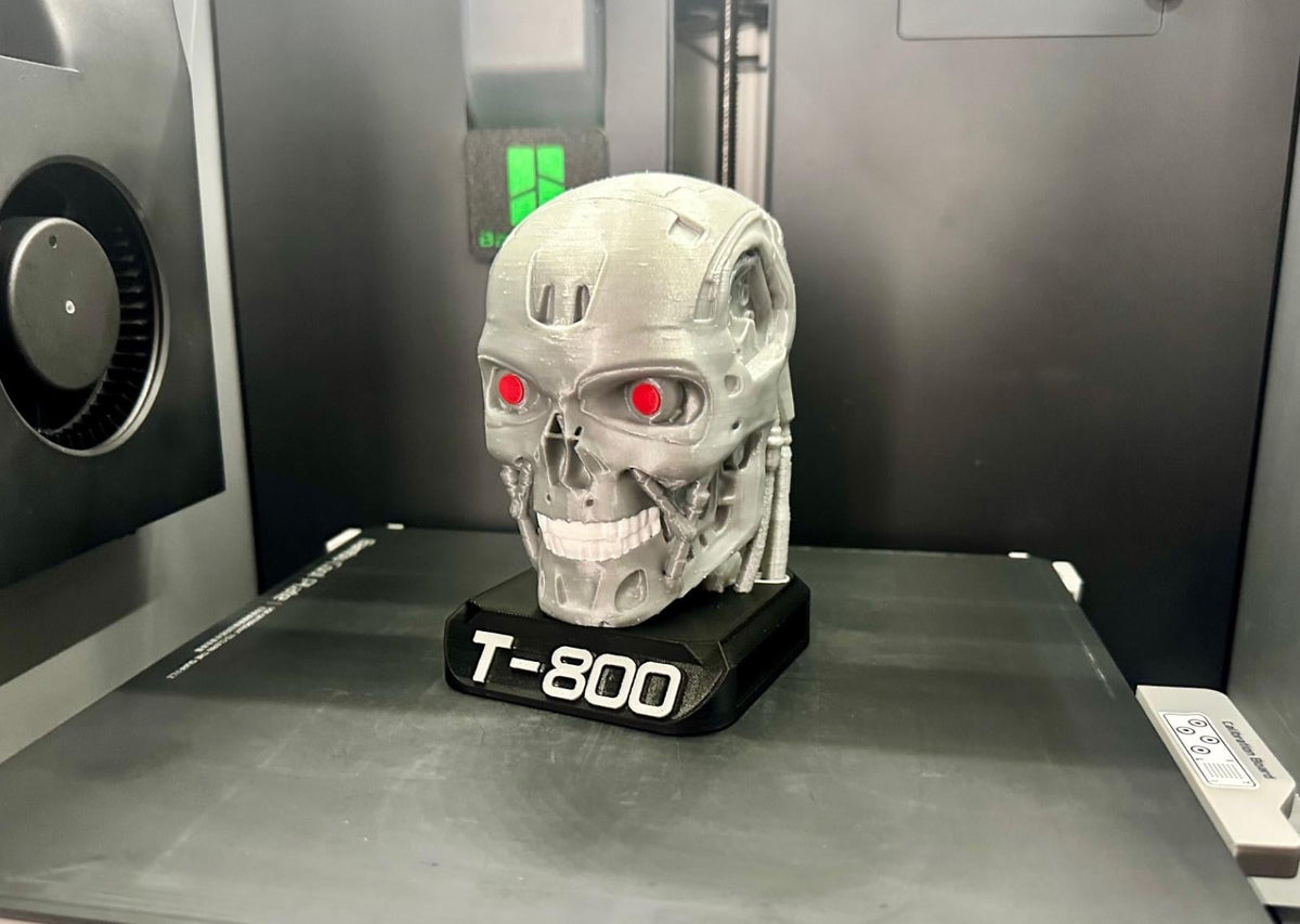 T800 Inspired Endoskeleton Head Display - 3D Printed, Sci-Fi Collectible, Movie Robot Bust