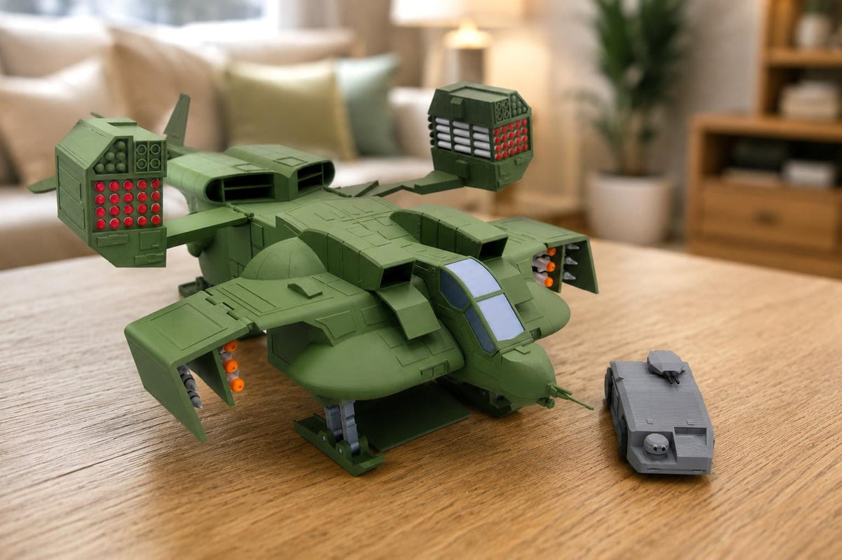 UD4 Cheyenne Dropship with APC - 3D Printed Gunship Model - Colored and Assembled