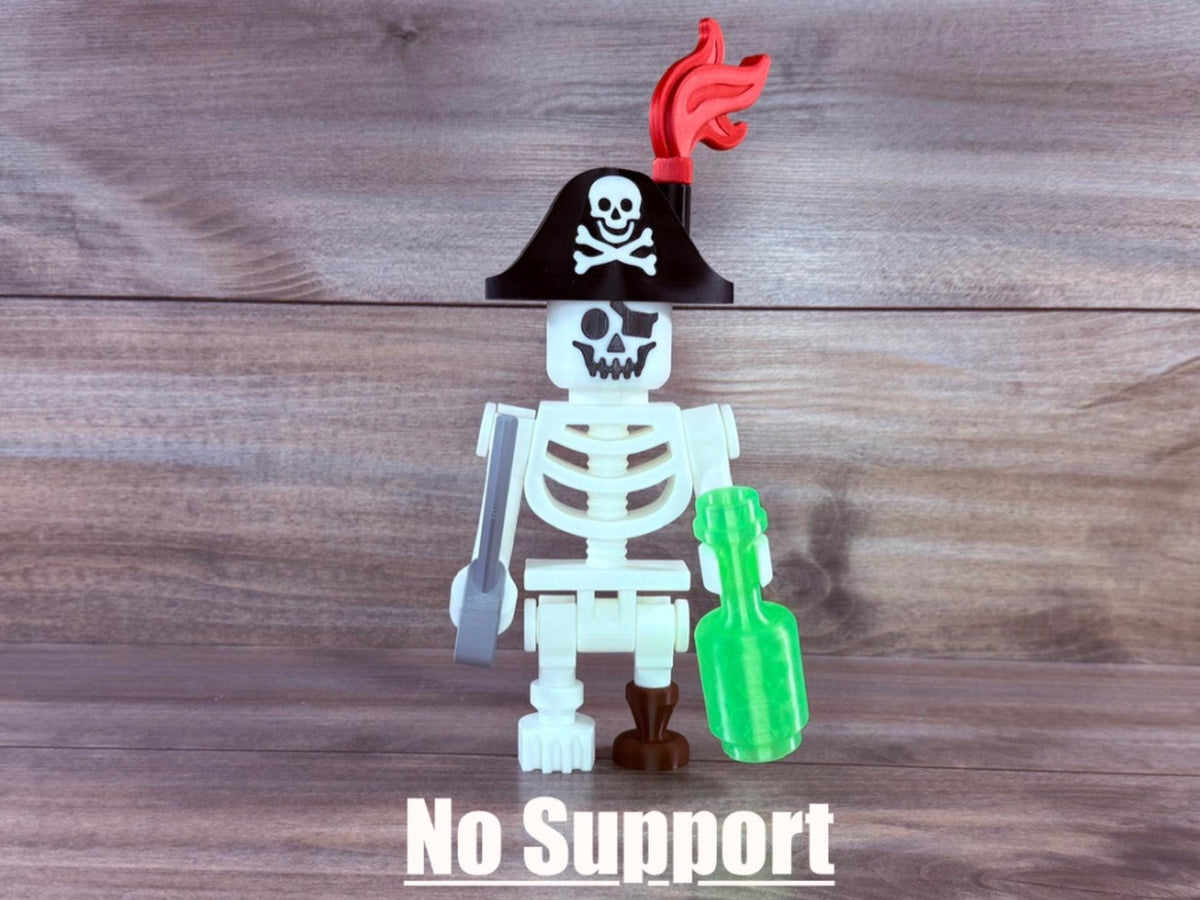 Big Brick Pirate Skeleton Figure - 3D Printed Display Collectible