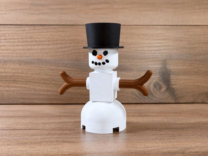 Big Brick Snowman Figure - 3D Printed Holiday Display Collectible