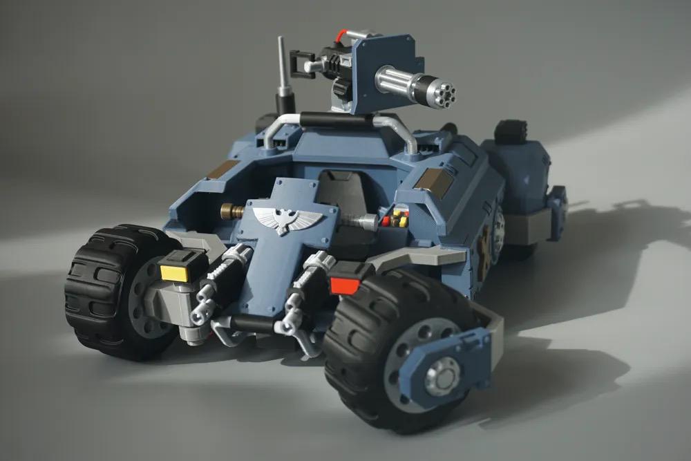 Warhammer Armored Trike Vehicle, 3D Printed Tabletop Display Model, Assembled Collectible